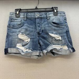 Kut from the Kloth Women's Blue The Madeline Boyfriend Shorts Size 4 Distressed